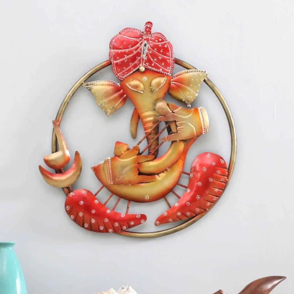 1 Ganesha Vadak Multicolor Metal Wall Art - Image 1