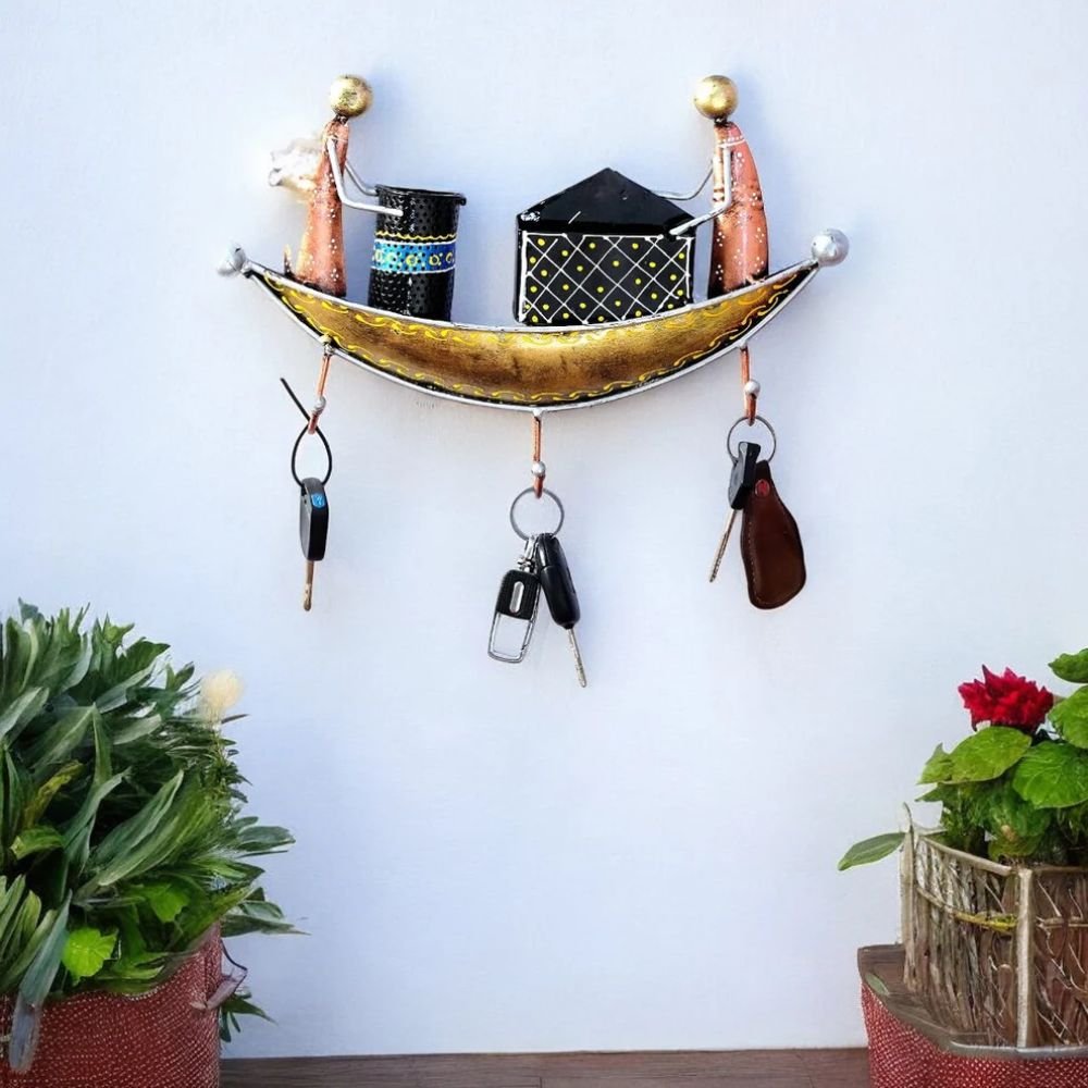 10 Boat Golden Iron Key Holder - Image 1