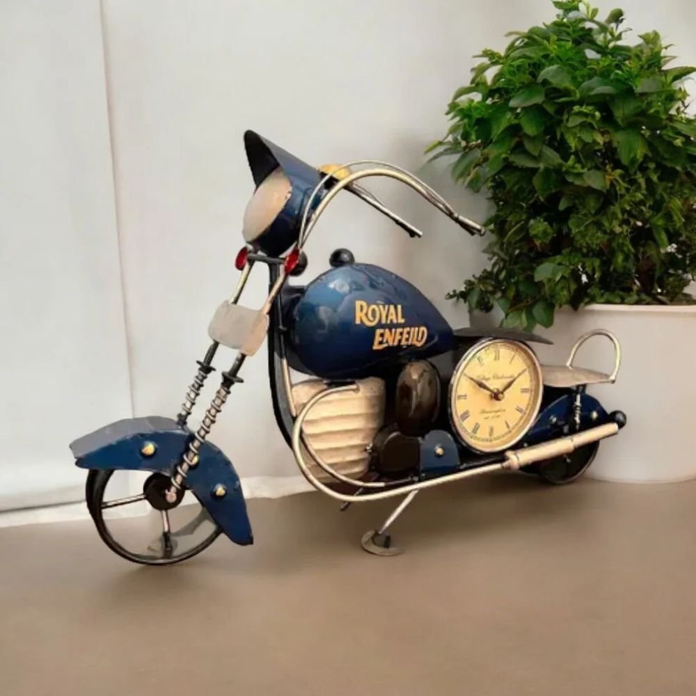 12 Blue Iron Metal Speed Bike Shaped Wall Clock Home Office Bedroom and Hotel Decorative - Image 1