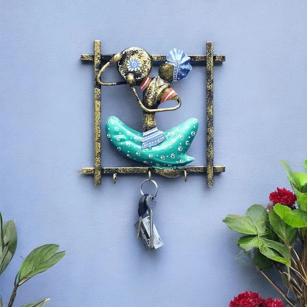 5 Green Musician Handpainted Hanger Key Holder - Image 1