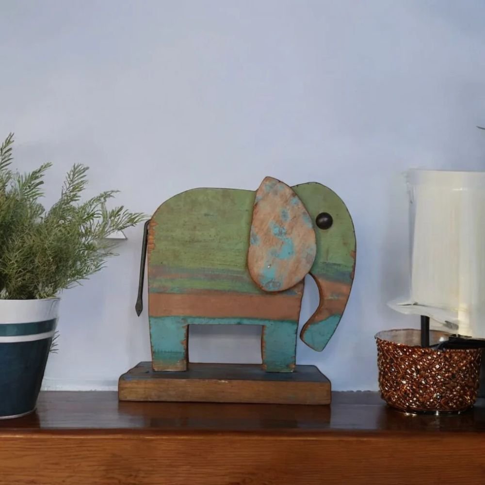 6 Recycled Scrap Wood Elephant - Image 1