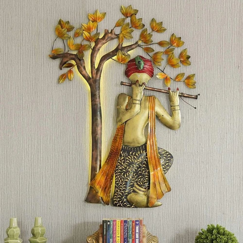 7 Iron Krishna Tree with Led Showpiece Wall Art - Image 1