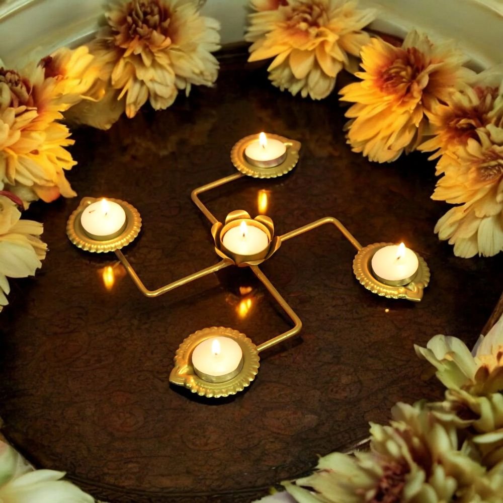 9 Swastik T light holder Decorative - Image 1
